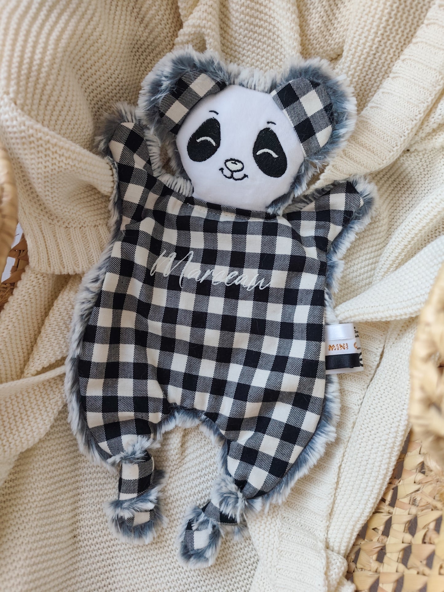 Doudou PANDA noir et blanc