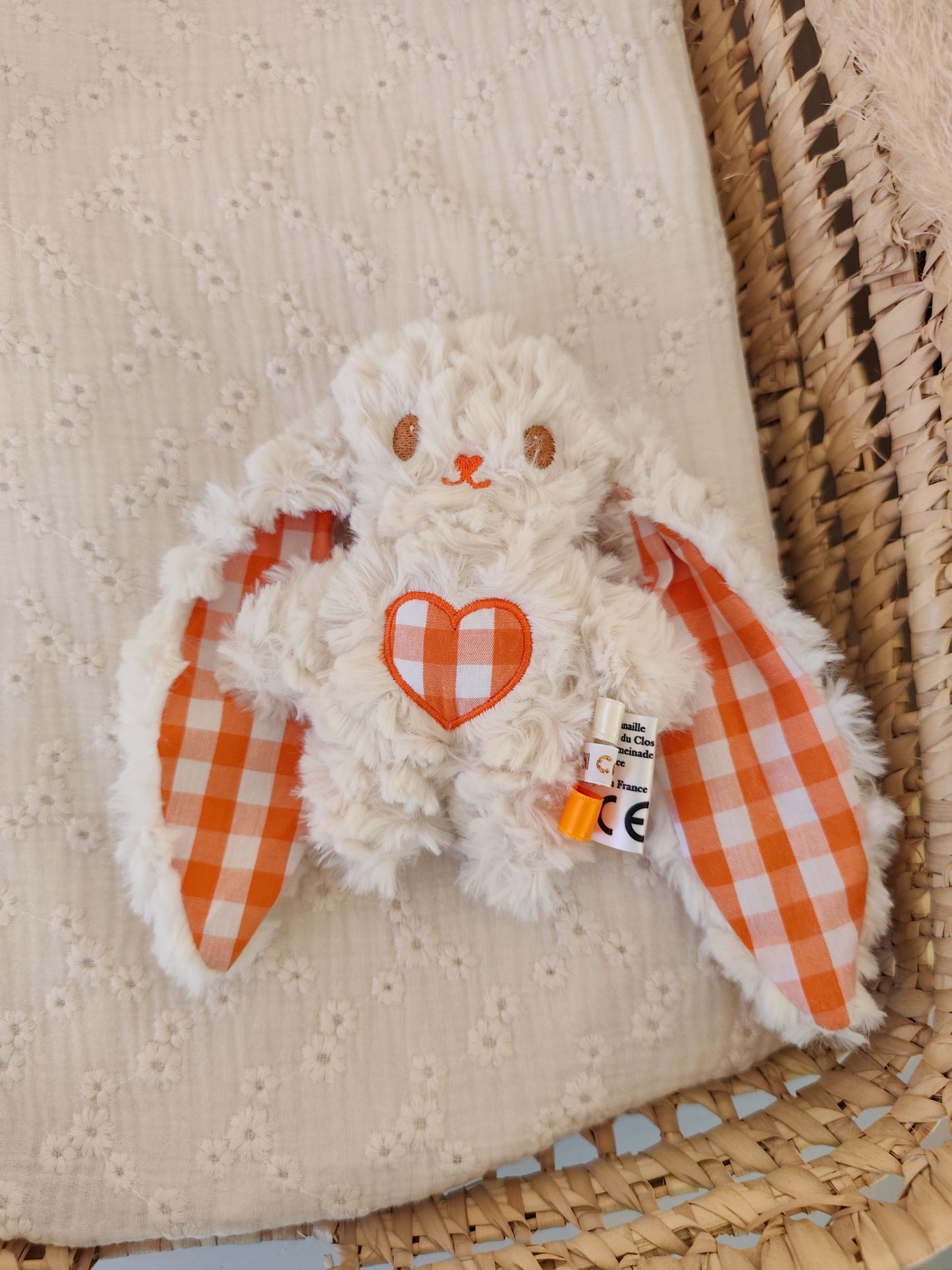 Peluche KAWAII vichy orange