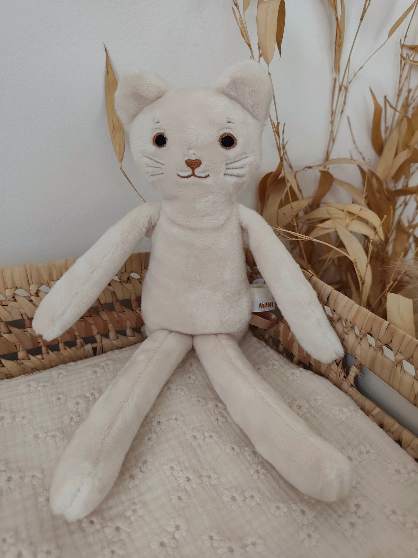 Peluche poupée chat ECRU 35 cm
