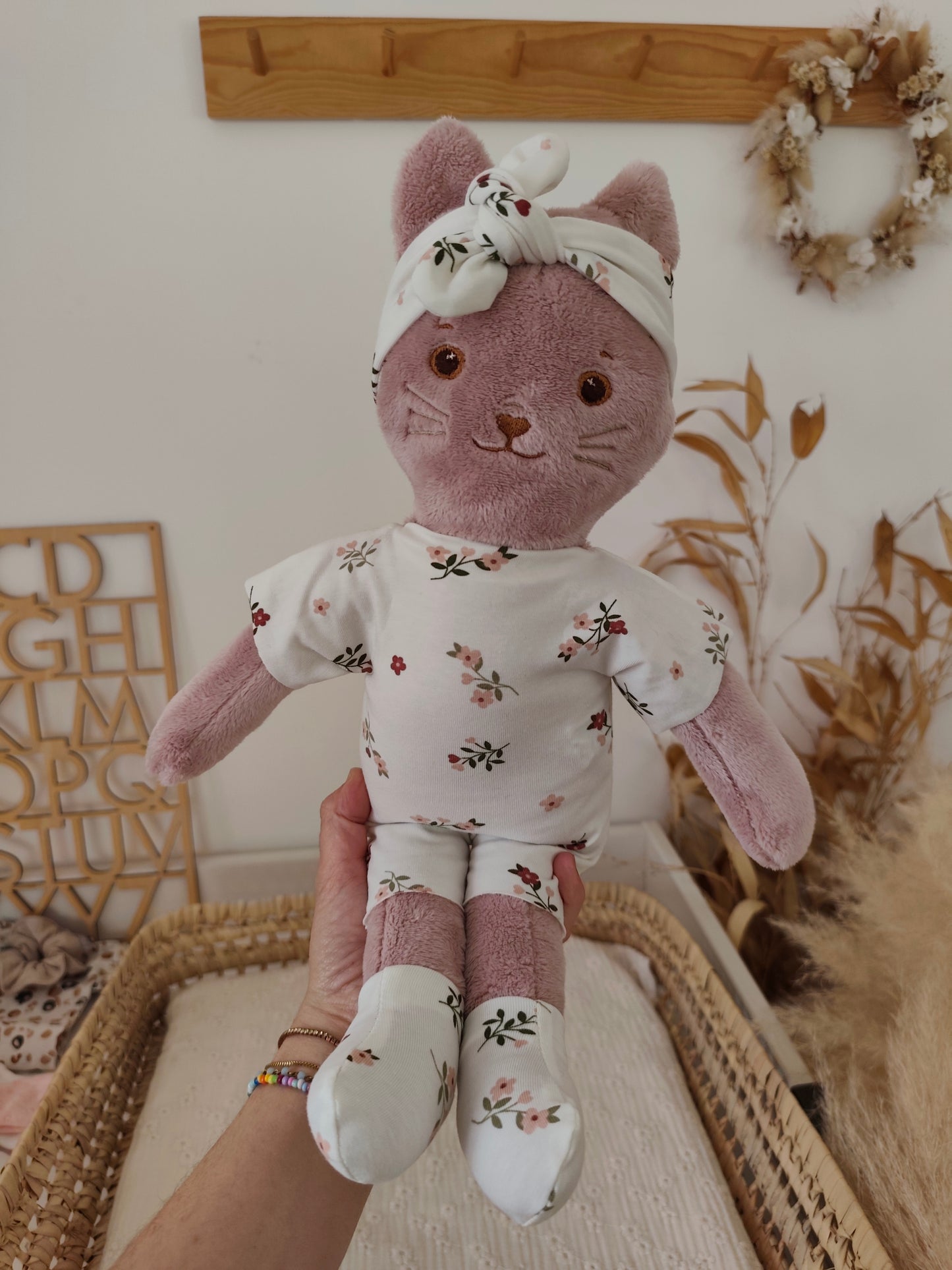 Tenue COMBINAISON fleurie pour poupée peluche 45 cm