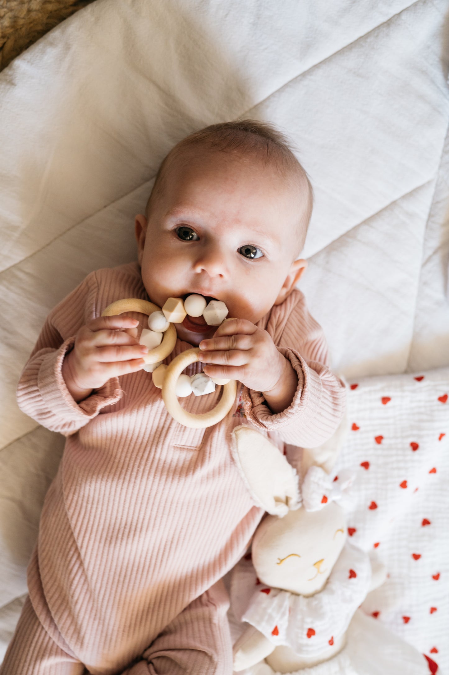 Coffret Anneau de dentition + hochet léopard beige
