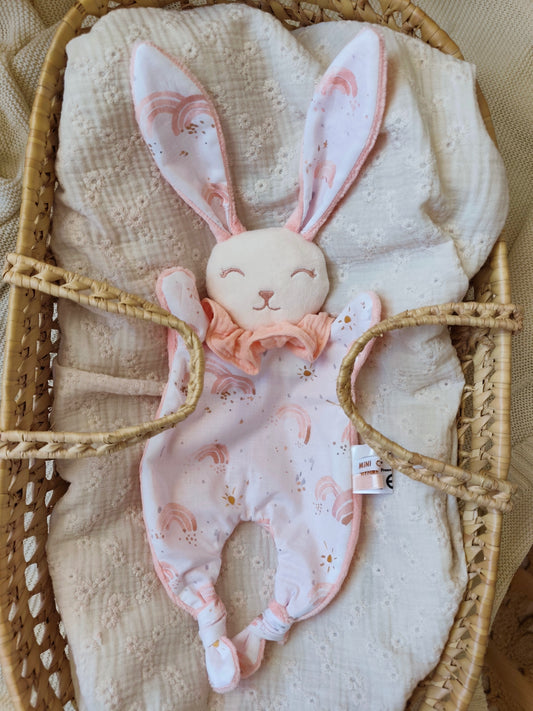 Grand doudou lapin ARC EN CIEL