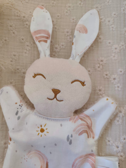 Mini doudou lapin ARC EN CIEL