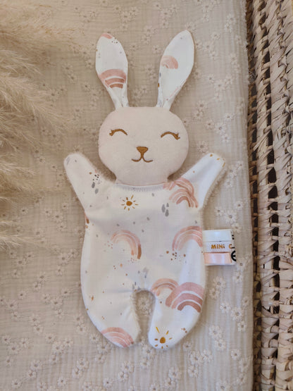 Mini doudou lapin ARC EN CIEL