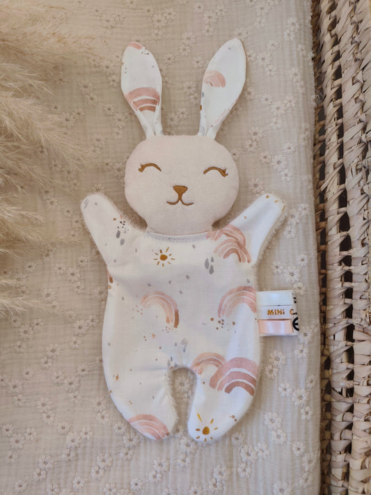 Mini doudou lapin ARC EN CIEL