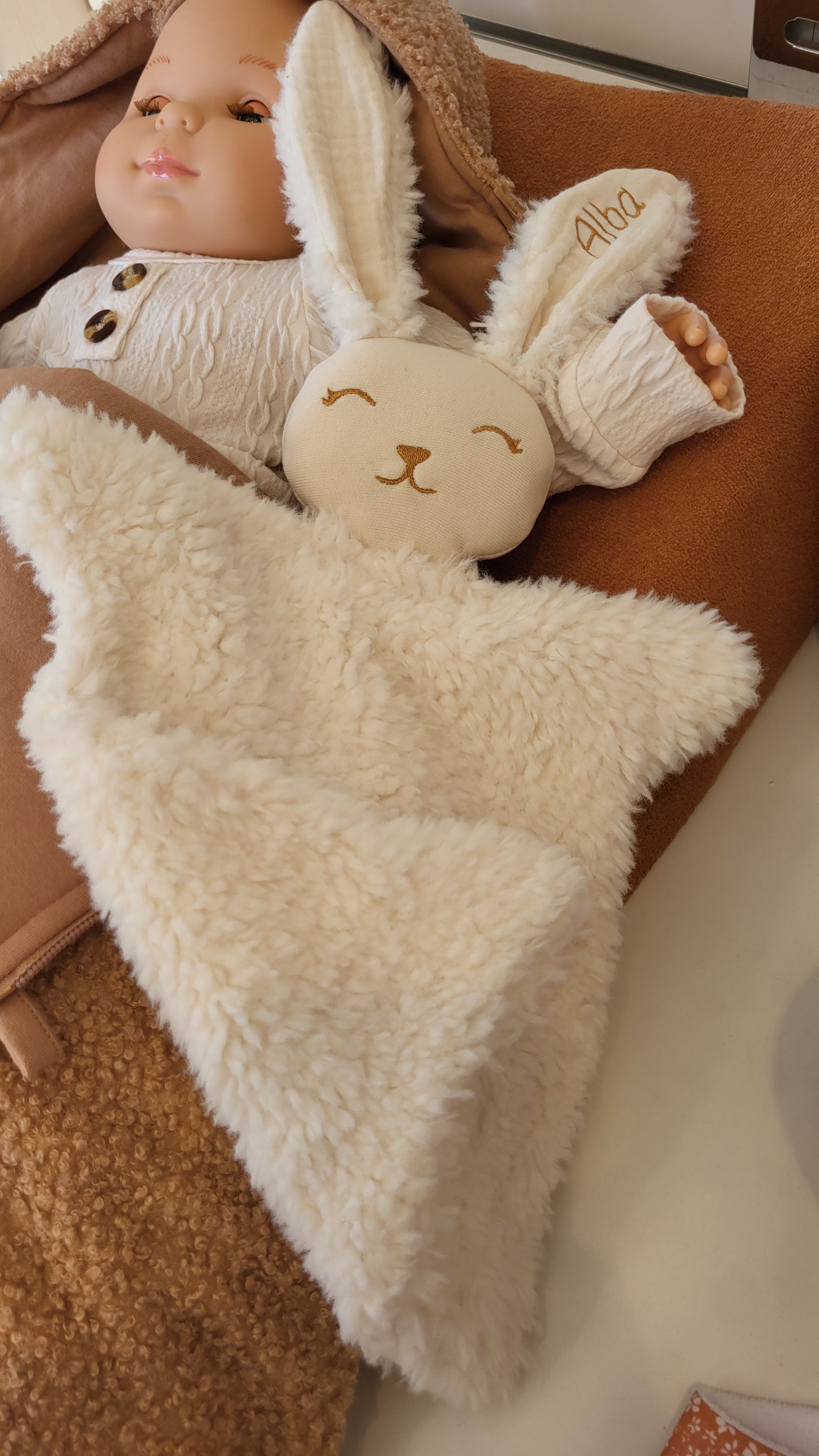 Doudou fourrure lapin