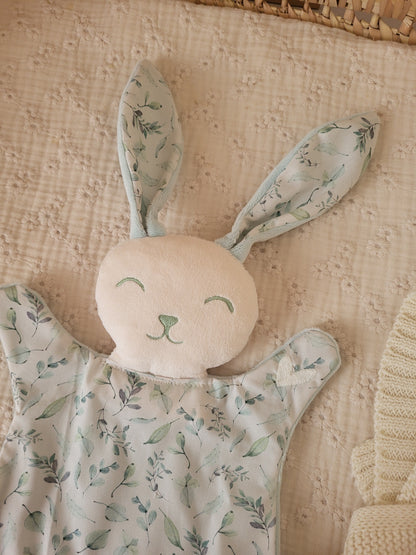 Grand doudou lapin FEUILLAGE MINT