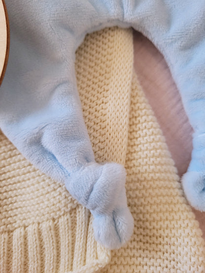 Doudou lapin vichy bleu layette
