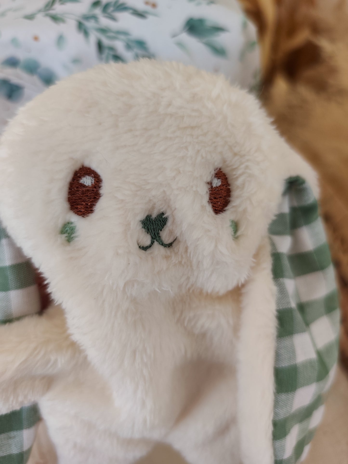 Doudou plat KAWAII vichy vert eucalyptus
