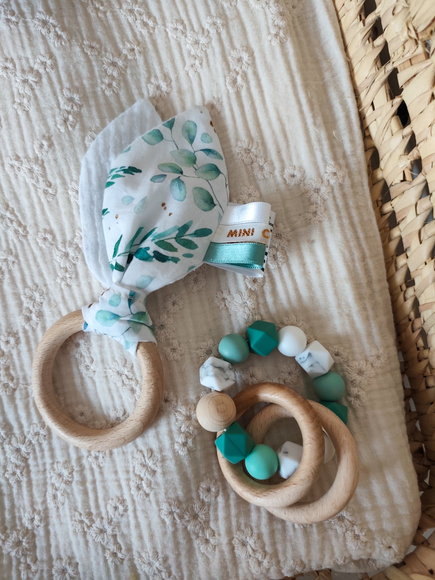 Coffret Anneau de dentition + hochet EUCALYPTUS