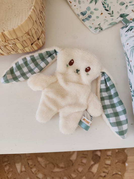 Doudou plat KAWAII vichy vert eucalyptus