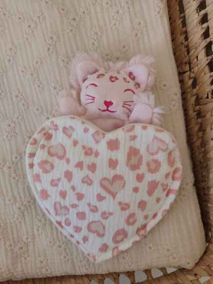 Doudou RECONFORT mini léopard rose