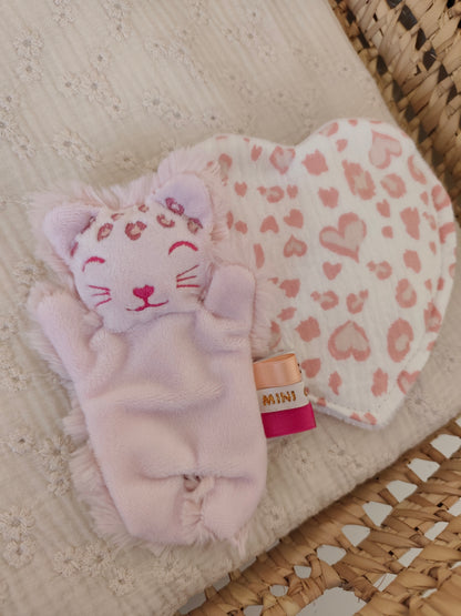 Doudou RECONFORT mini léopard rose