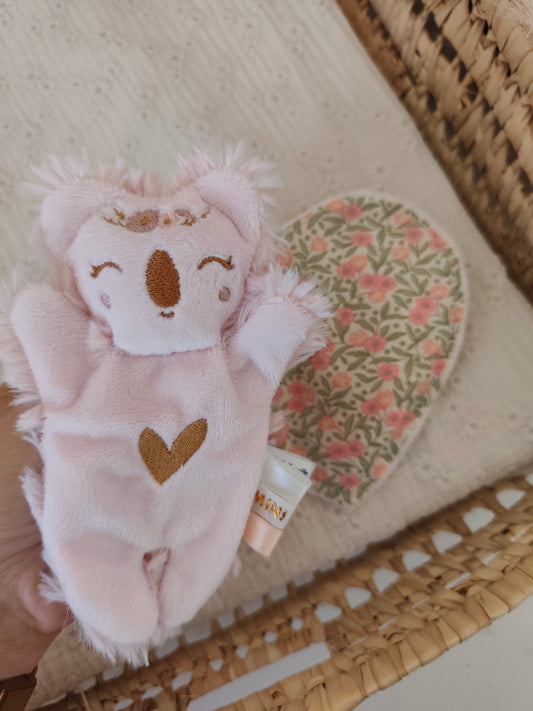 Doudou RECONFORT mini koala rose