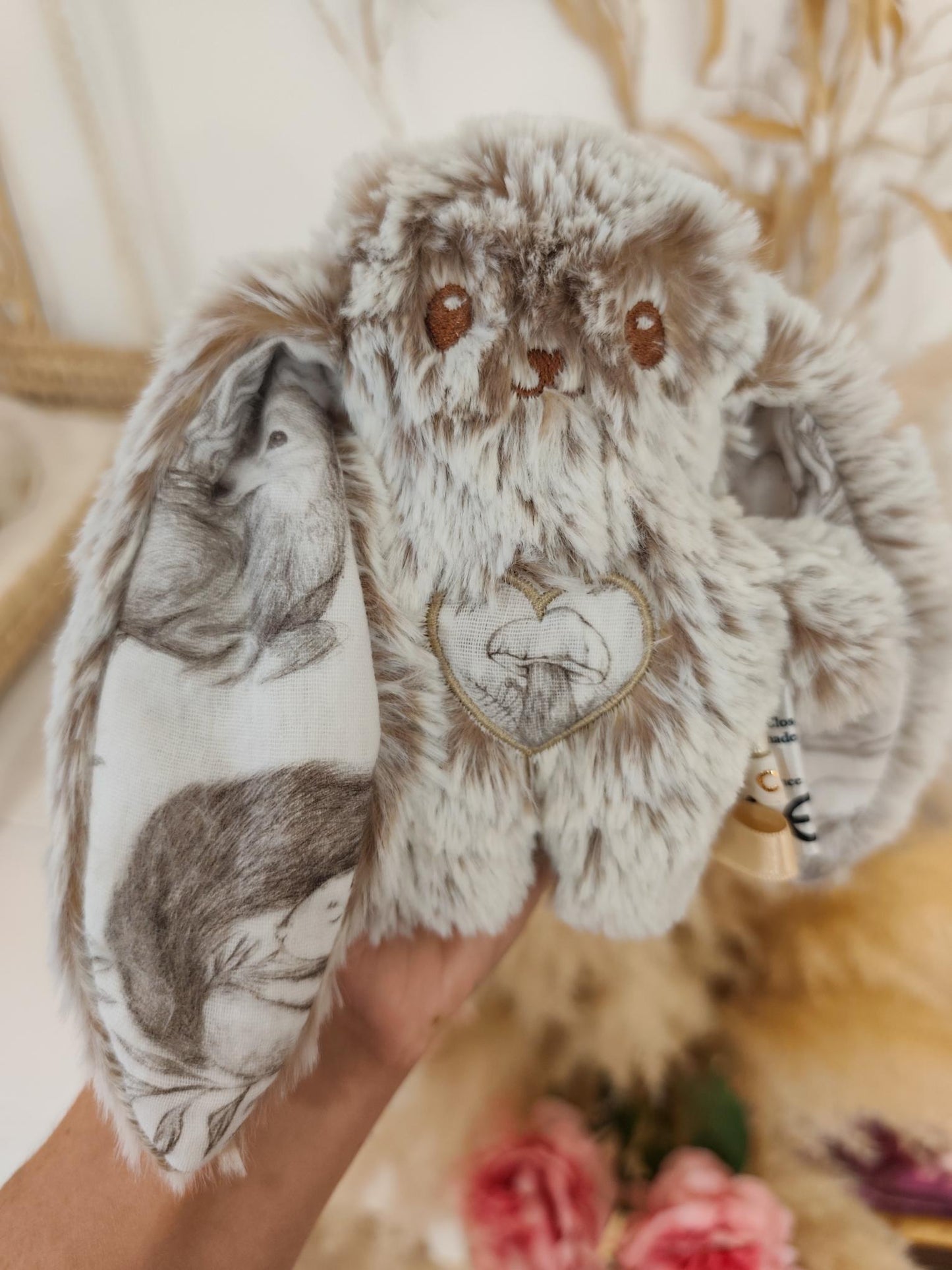 Peluche KAWAII forêt moiré beige