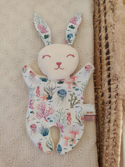 Mini doudou lapin MER rose