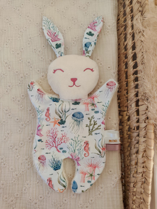 Mini doudou lapin MER rose