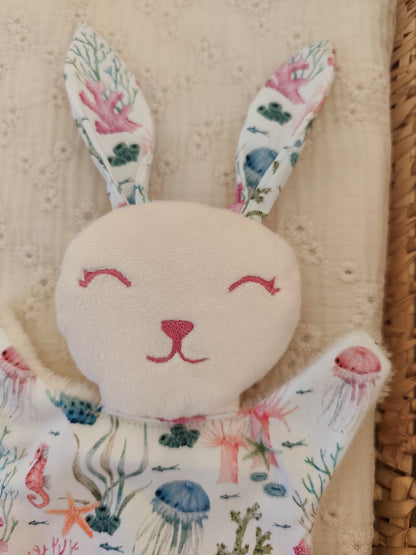 Mini doudou lapin MER rose