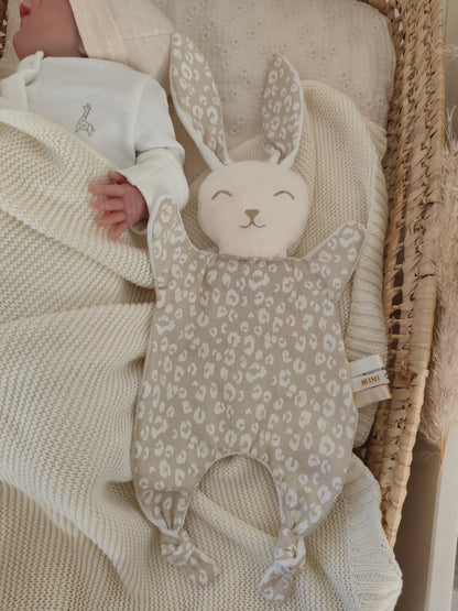 Grand doudou lapin LEOPARD beige