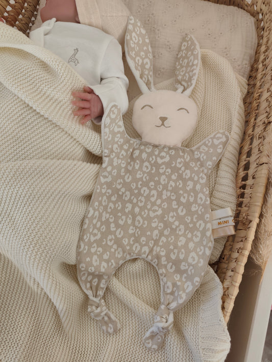 Grand doudou lapin LEOPARD beige