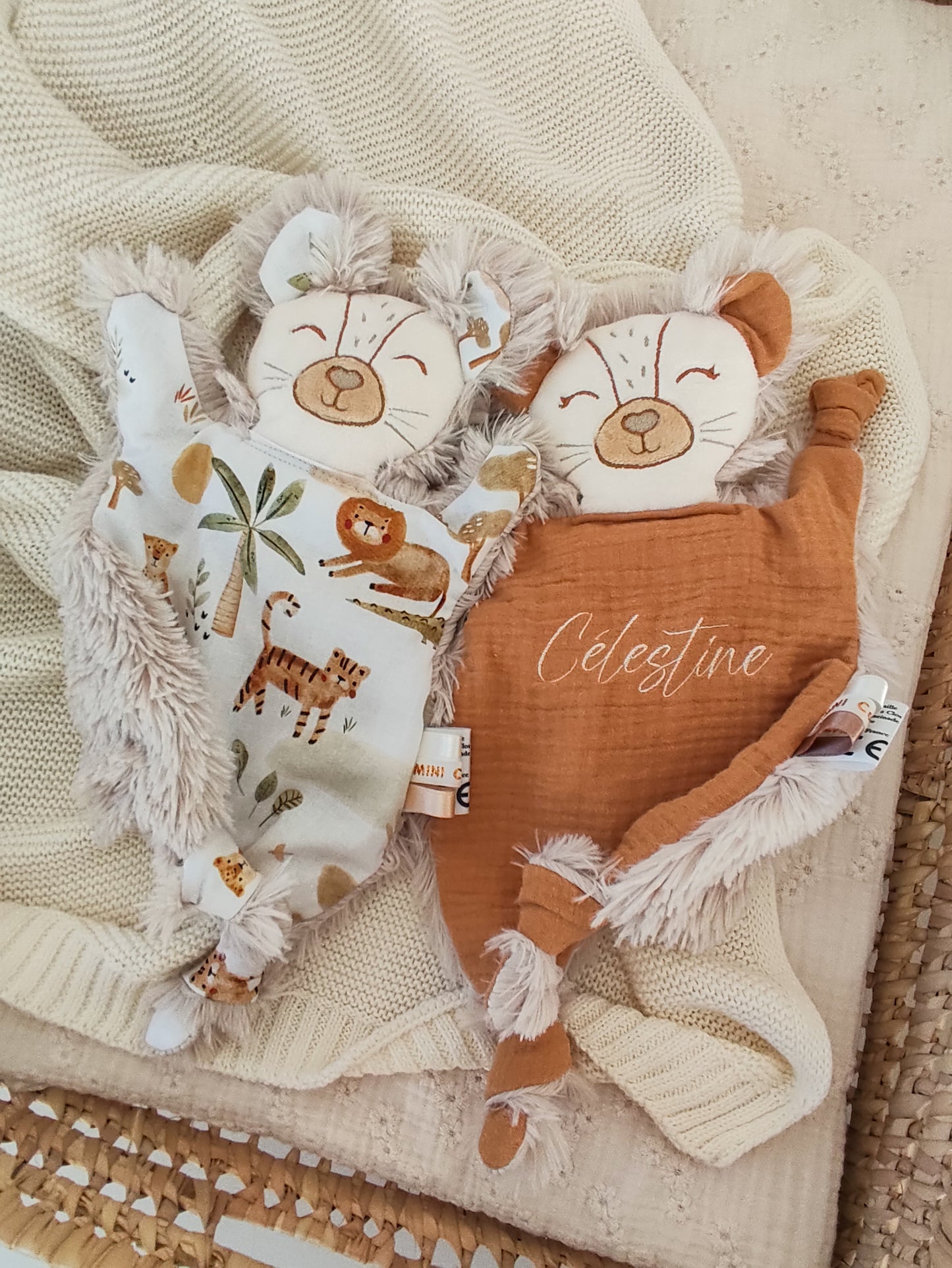 Doudou LION fourrure savane