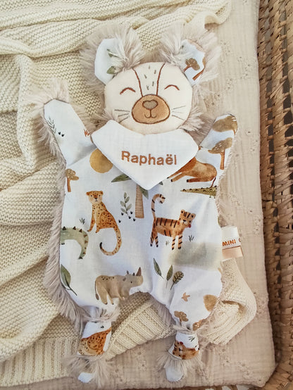 Doudou LION fourrure savane