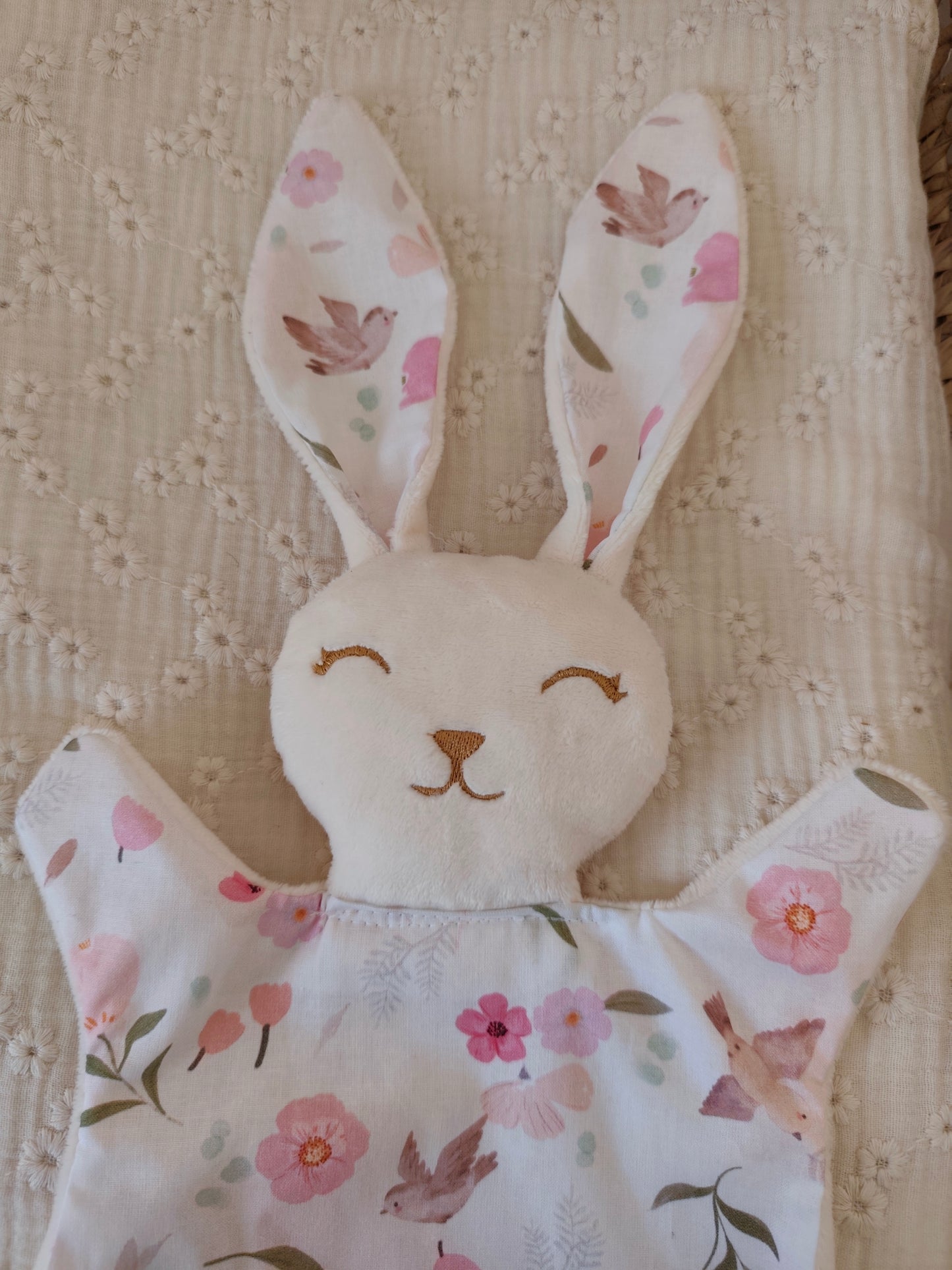 Grand doudou lapin BIRDY rose