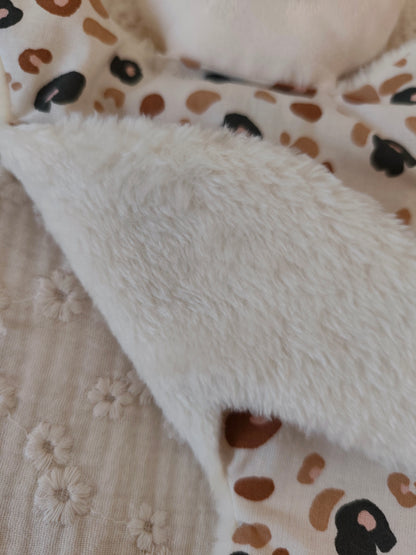 Mini doudou lapin LEOPARD marron