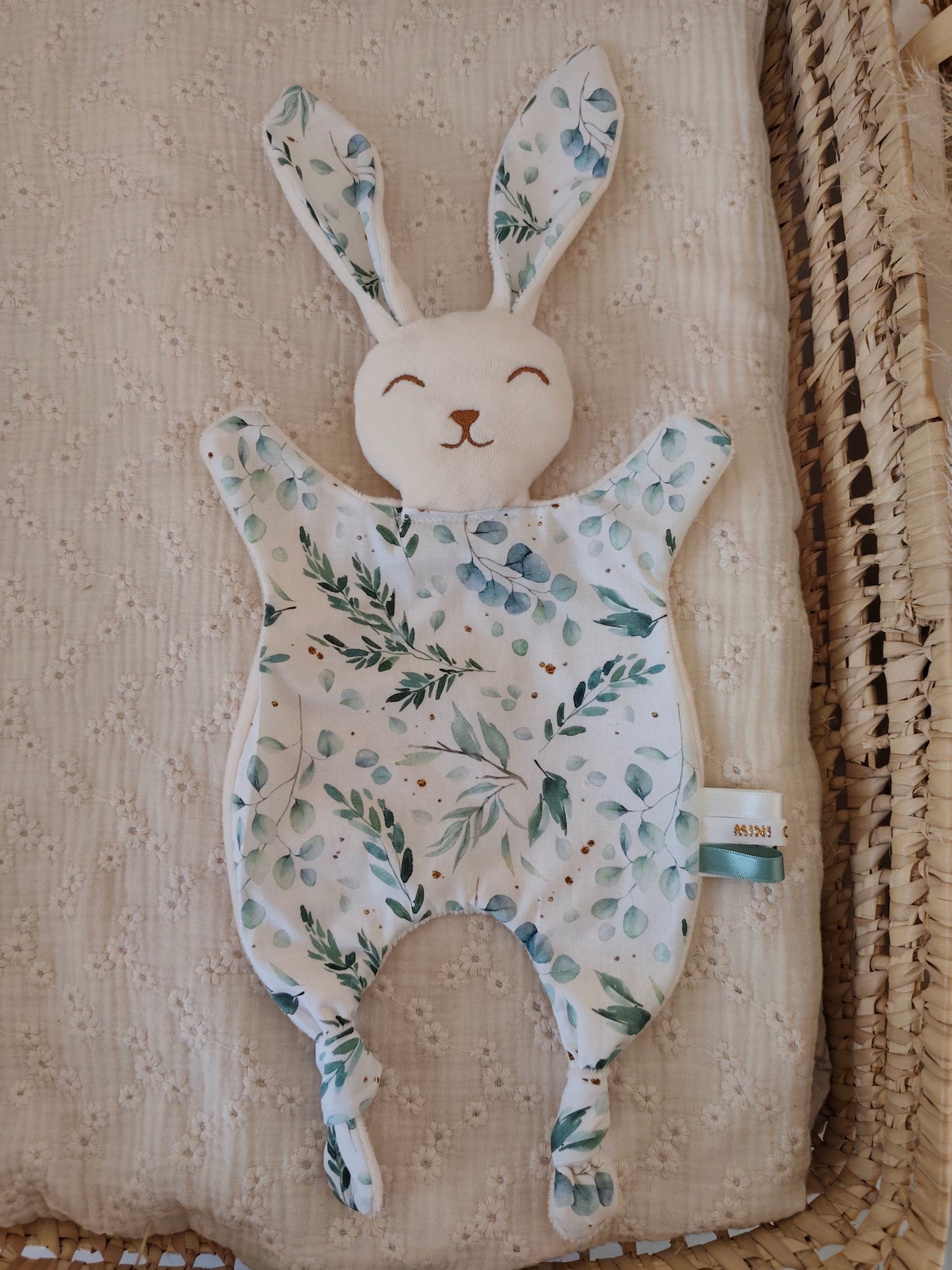 Grand doudou lapin EUCALYPTUS vert