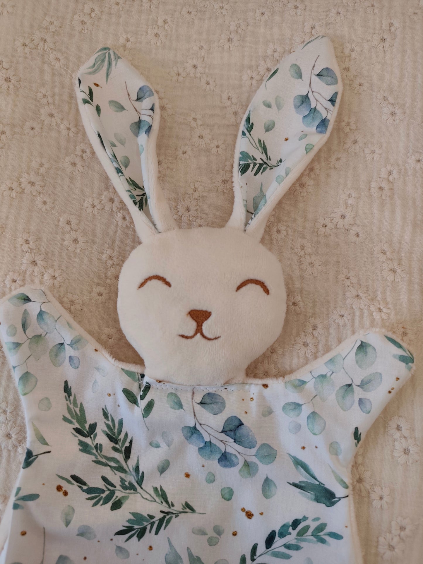 Grand doudou lapin EUCALYPTUS vert