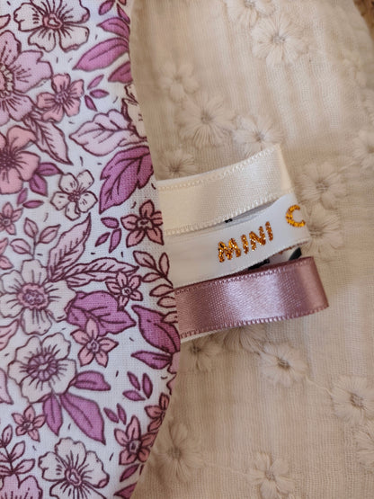 Mini doudou lapin FLOWERS rose et parme