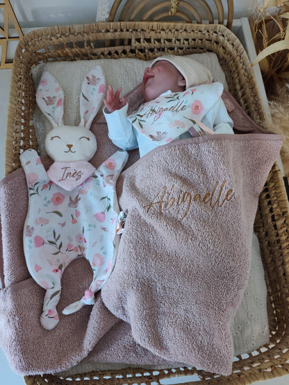 Grand doudou lapin BIRDY rose