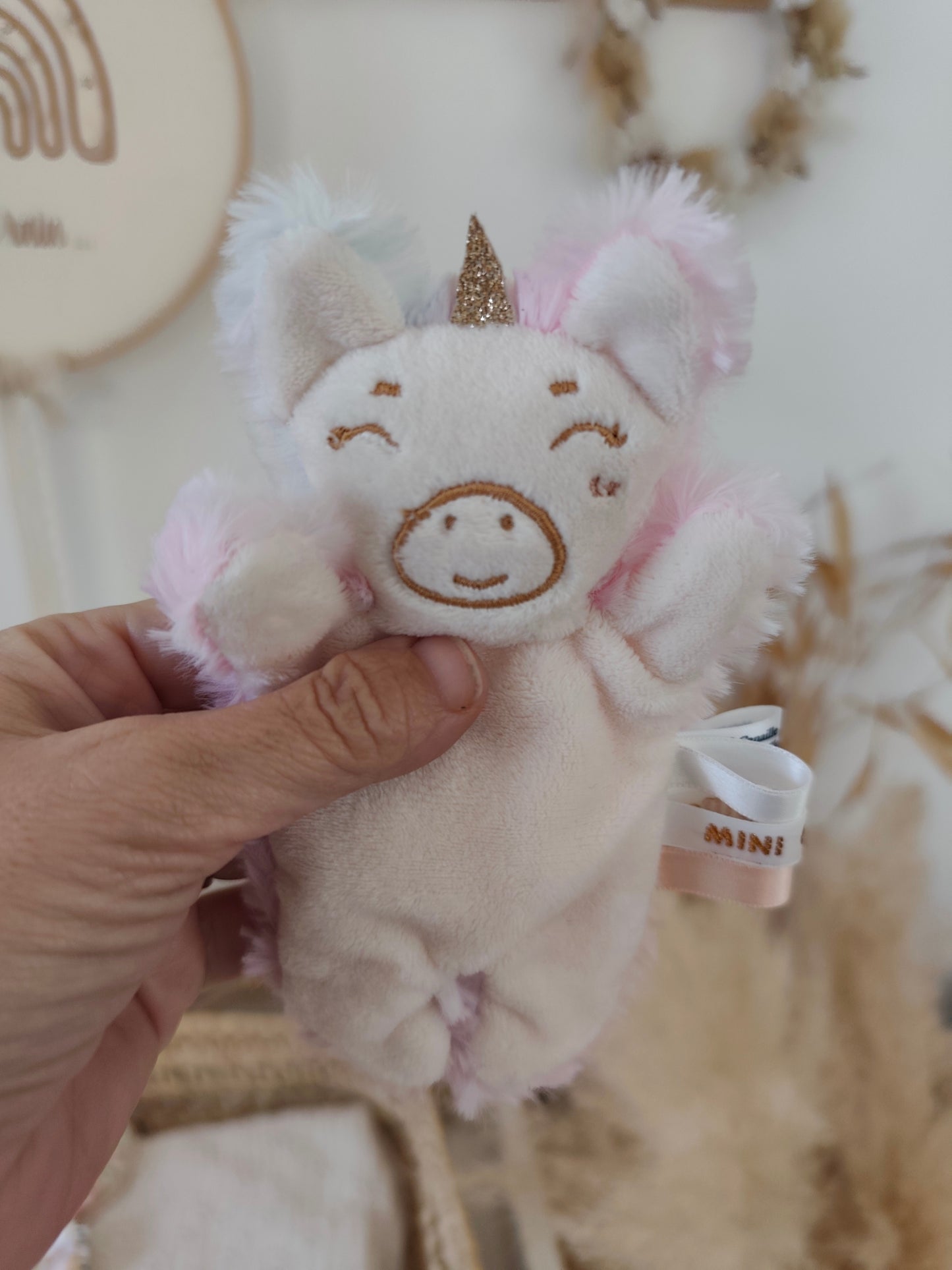 Doudou RECONFORT mini licorne