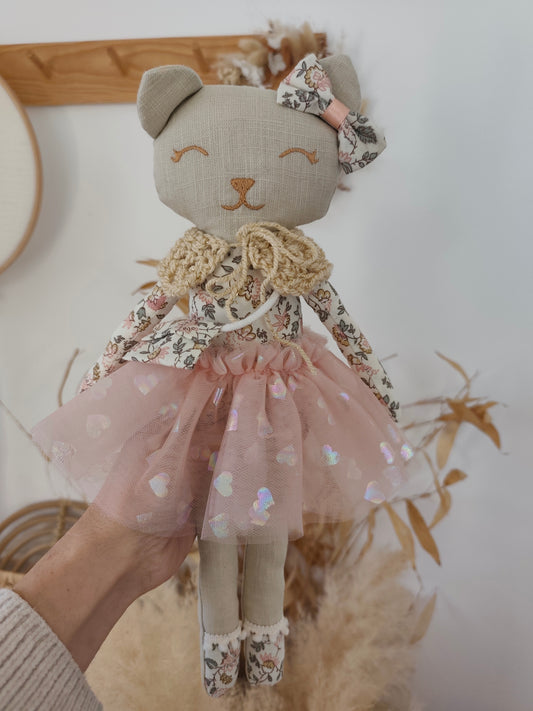 Poupée chat ROMANTIQUE rose