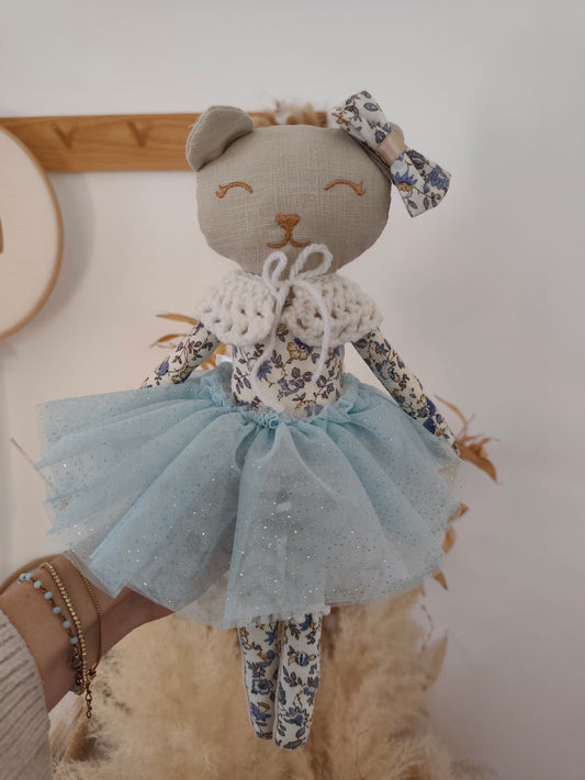 Poupée chat ROMANTIQUE bleu