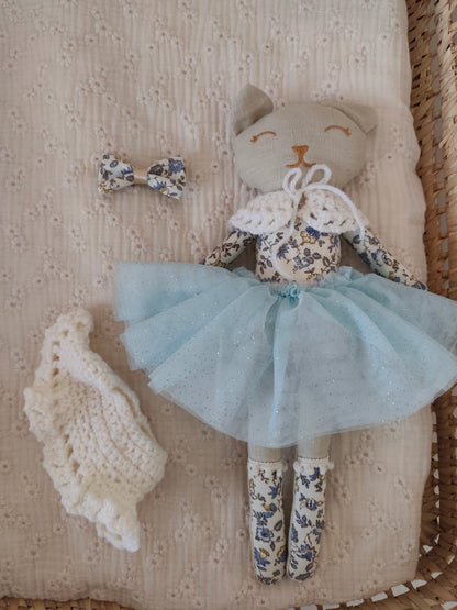 Poupée chat ROMANTIQUE bleu