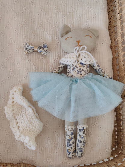 Poupée chat ROMANTIQUE bleu