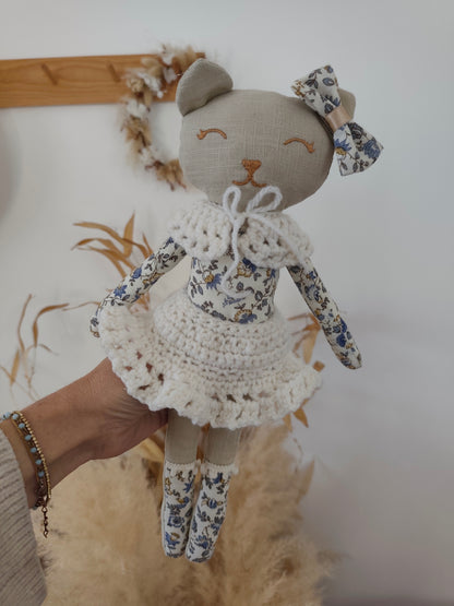Poupée chat ROMANTIQUE bleu