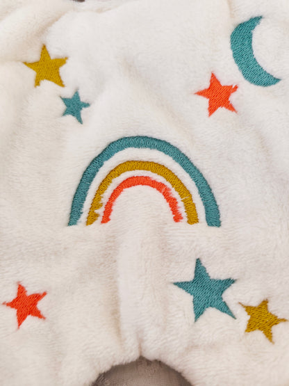 Doudou lapin ARC EN CIEL BRODE vert