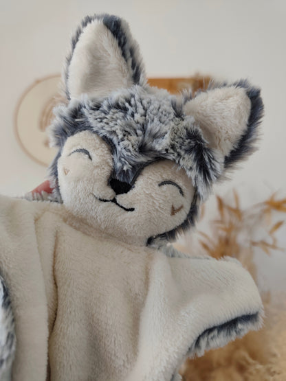 Doudou LOUP gris fourrure