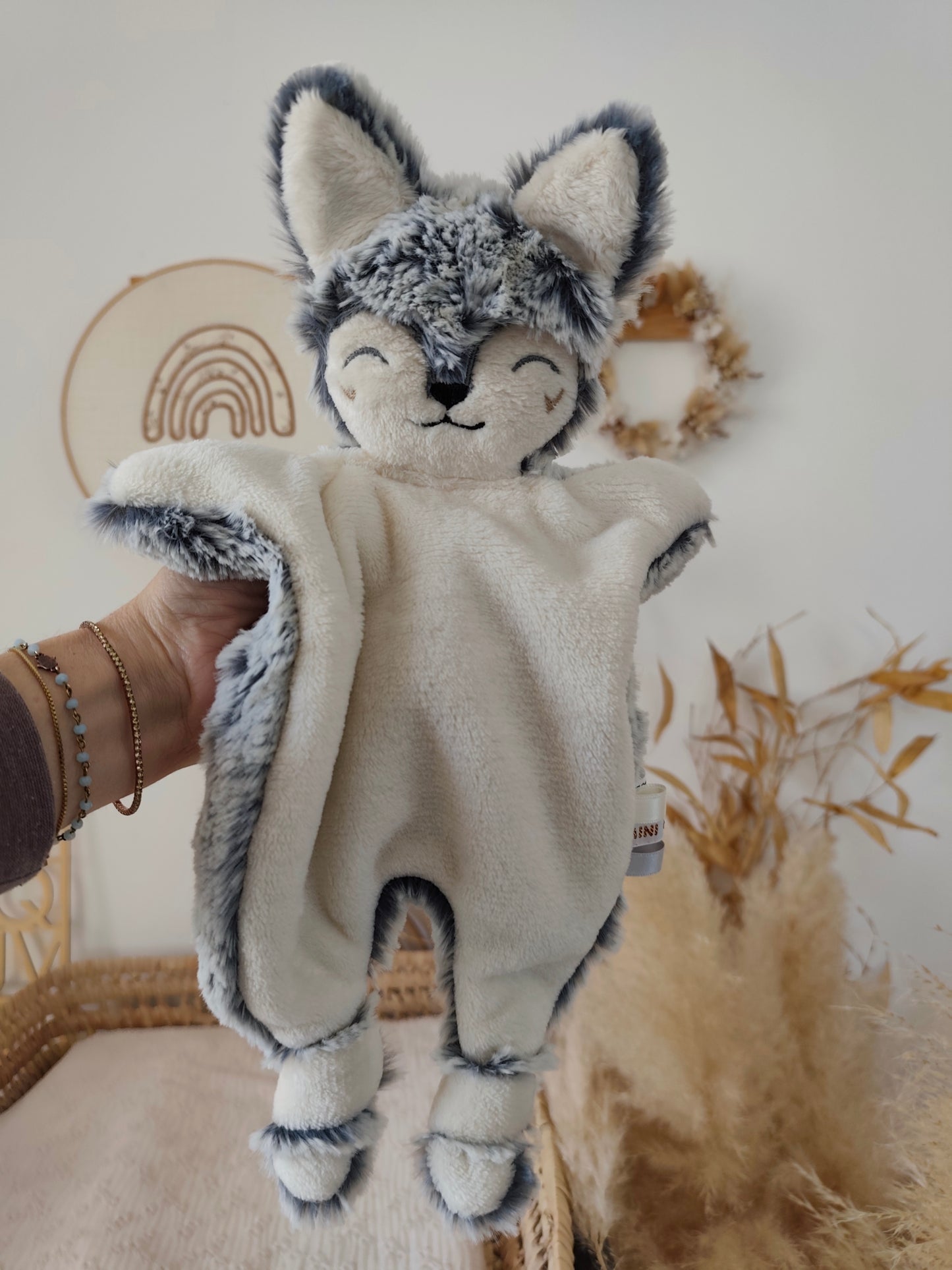 Doudou LOUP gris fourrure