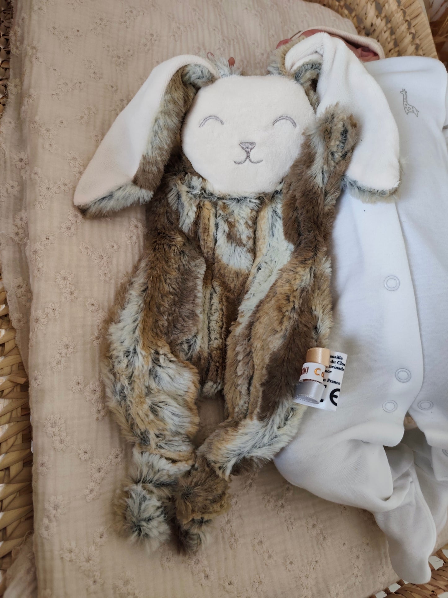Doudou lapin LIEVRE fourrure marron