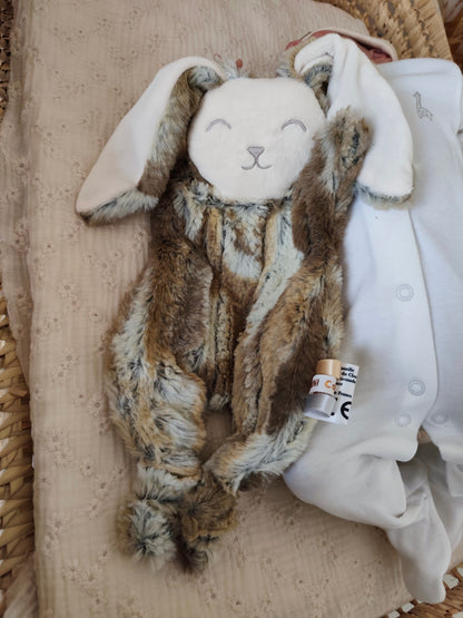 Doudou lapin LIEVRE fourrure marron