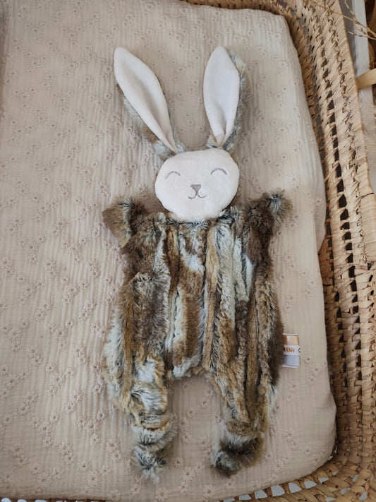 Doudou lapin LIEVRE fourrure marron