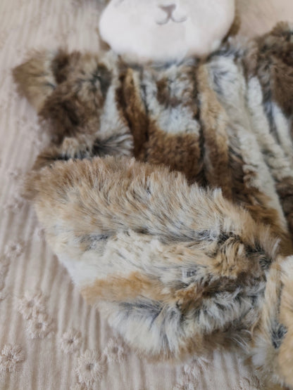 Doudou lapin LIEVRE fourrure marron