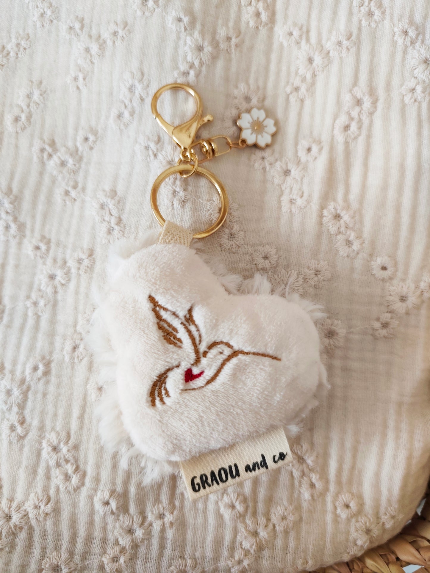 Porte clés COEURS fourrure (plusieurs modèles au choix)