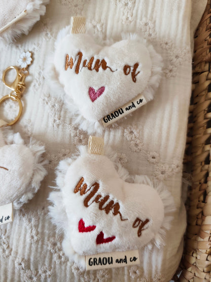 Porte clés COEURS fourrure (plusieurs modèles au choix)