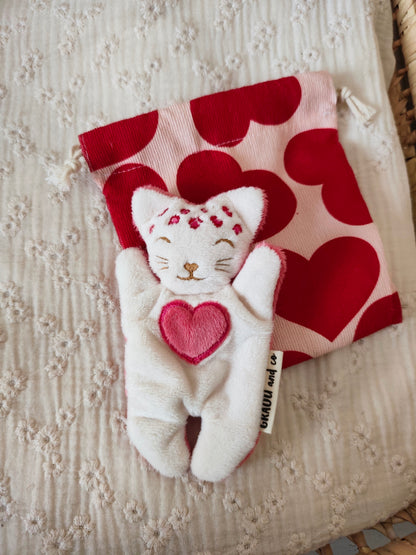 Doudou RECONFORT mini léopard coeur rose