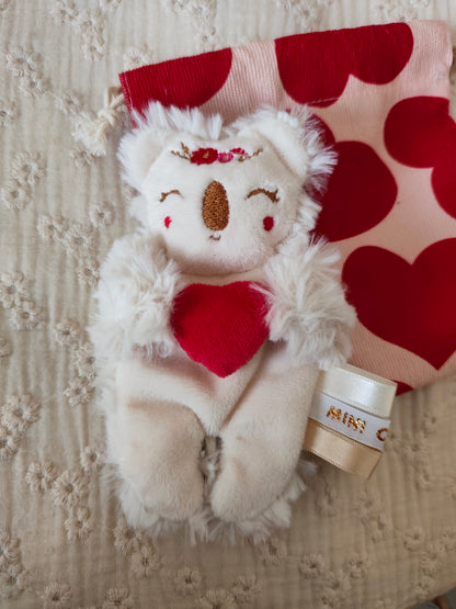 Doudou RECONFORT mini koala coeur rouge