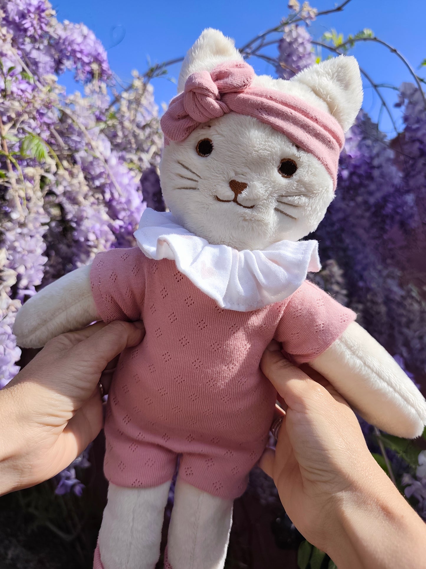 Tenue COMBINAISON vieux rose pour poupée peluche 45 cm